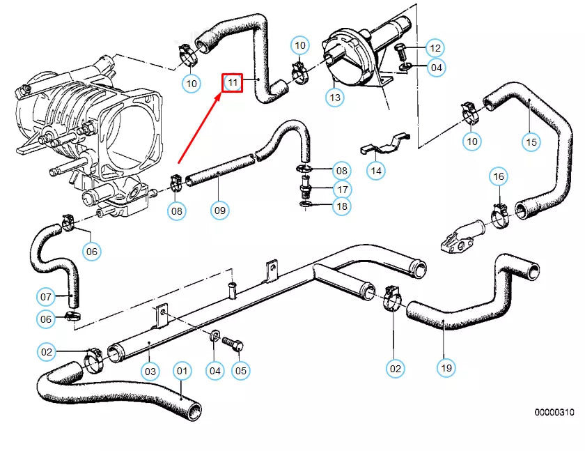 NEW BMW 6 E24 COOLING SYSTEM WATER HOSE 11611271603 1271603 ORIGINAL