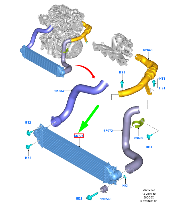 new ford mondeo mk5 engine charge air cooler 1925164 dg93-6k775-cc original