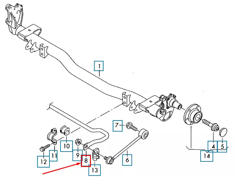NEW VOLKSWAGEN CADDY 2K REAR ANTI ROLL BAR 2K0511409E ORIGINAL