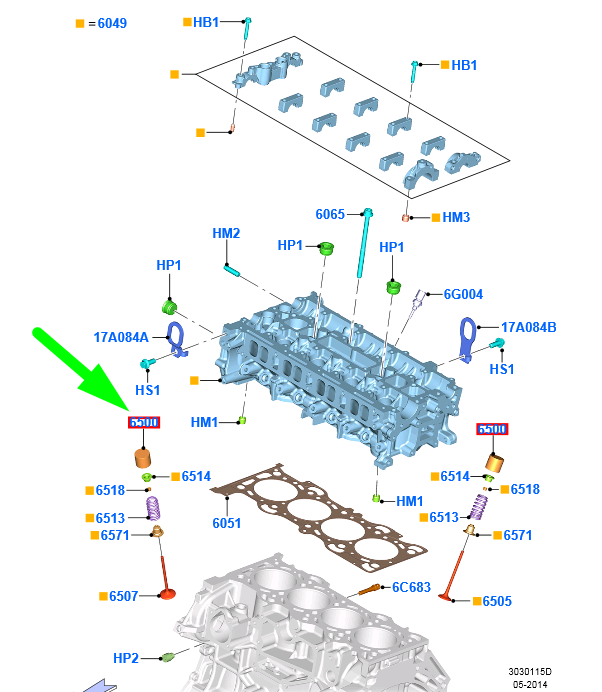 new ford kuga mk2 c520 valve tappet assy 5103639 cm5e-6500-bcb original