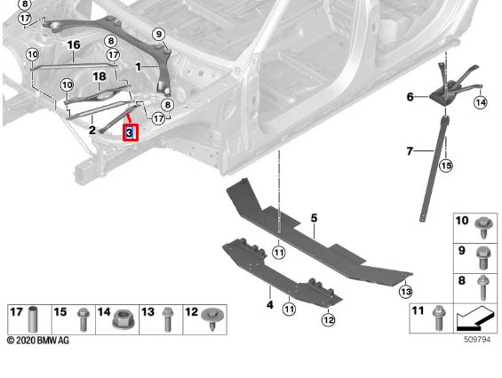 NEW BMW 7 G11 G12 FRONT LEFT BODY REINFORCEMENT 51617329605 ORIGINAL