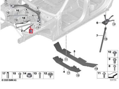 NEW BMW 7 G11 G12 FRONT LEFT BODY REINFORCEMENT 51617329605 ORIGINAL