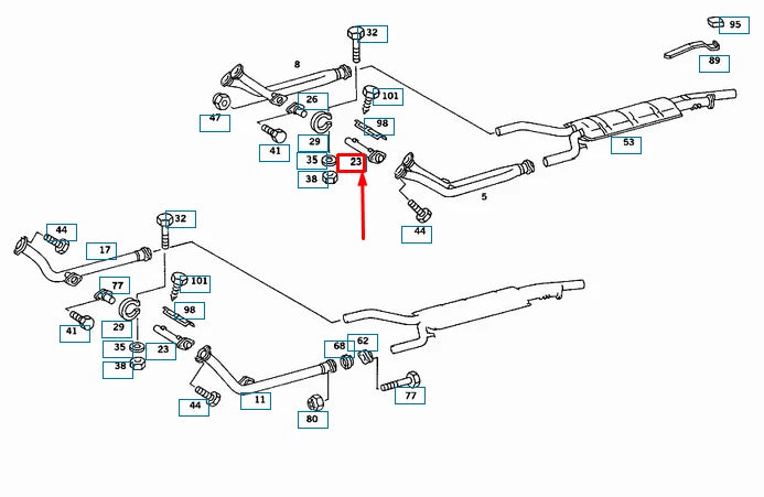NEW MERCEDES-BENZ SL R107 EXHAUST SYSTEM LEFT CONNECTOR A1074901325 ORIGINAL