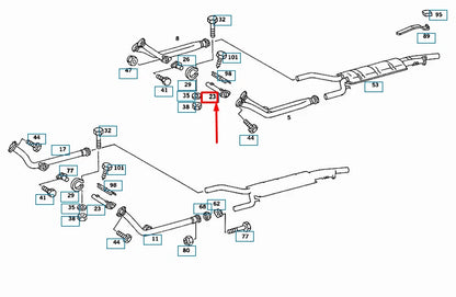NEW MERCEDES-BENZ SL R107 EXHAUST SYSTEM LEFT CONNECTOR A1074901325 ORIGINAL