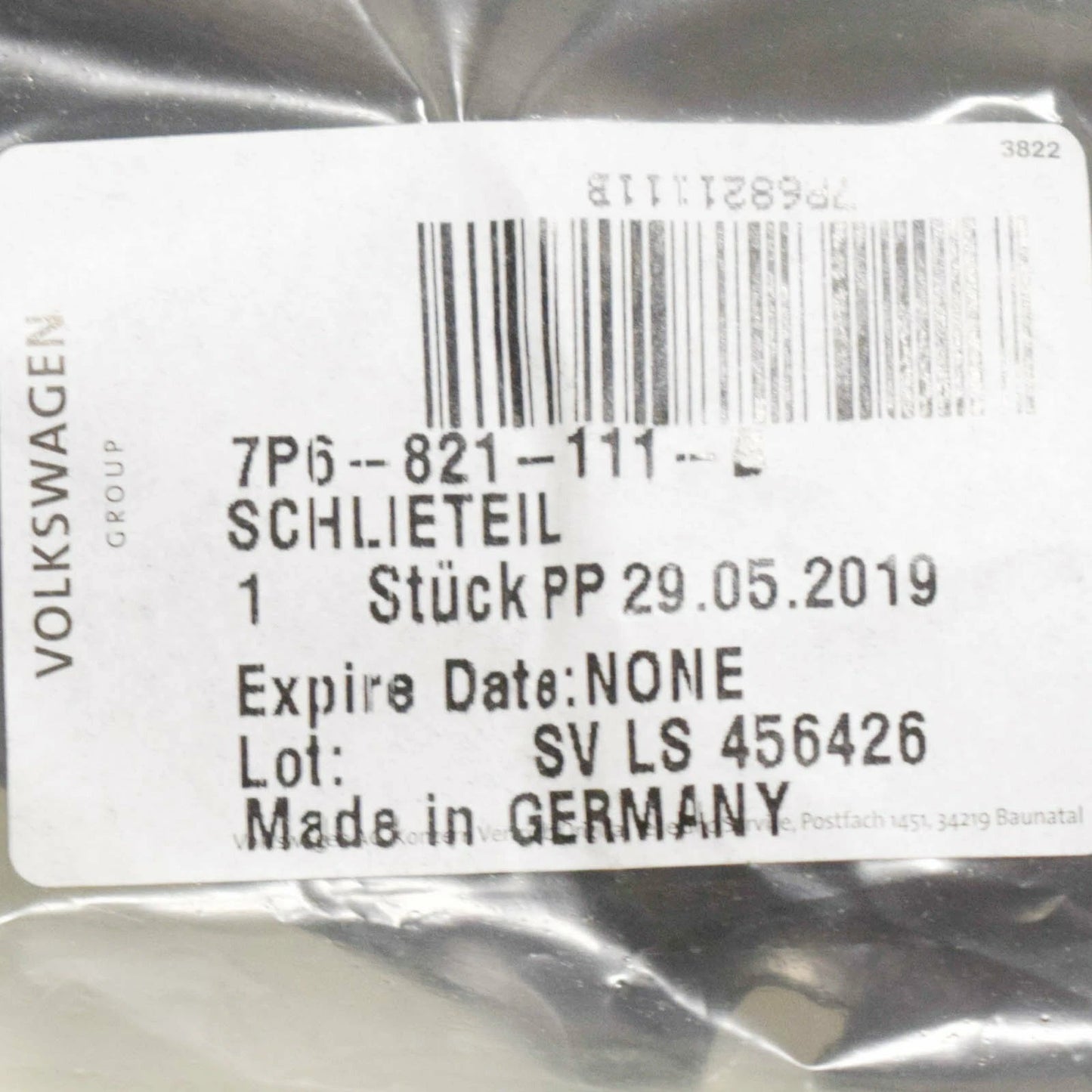 NEW VW TOUAREG MK2 7P FENDER LEFT REAR CLOSING ELEMENT 7P6821111B ORIGINAL