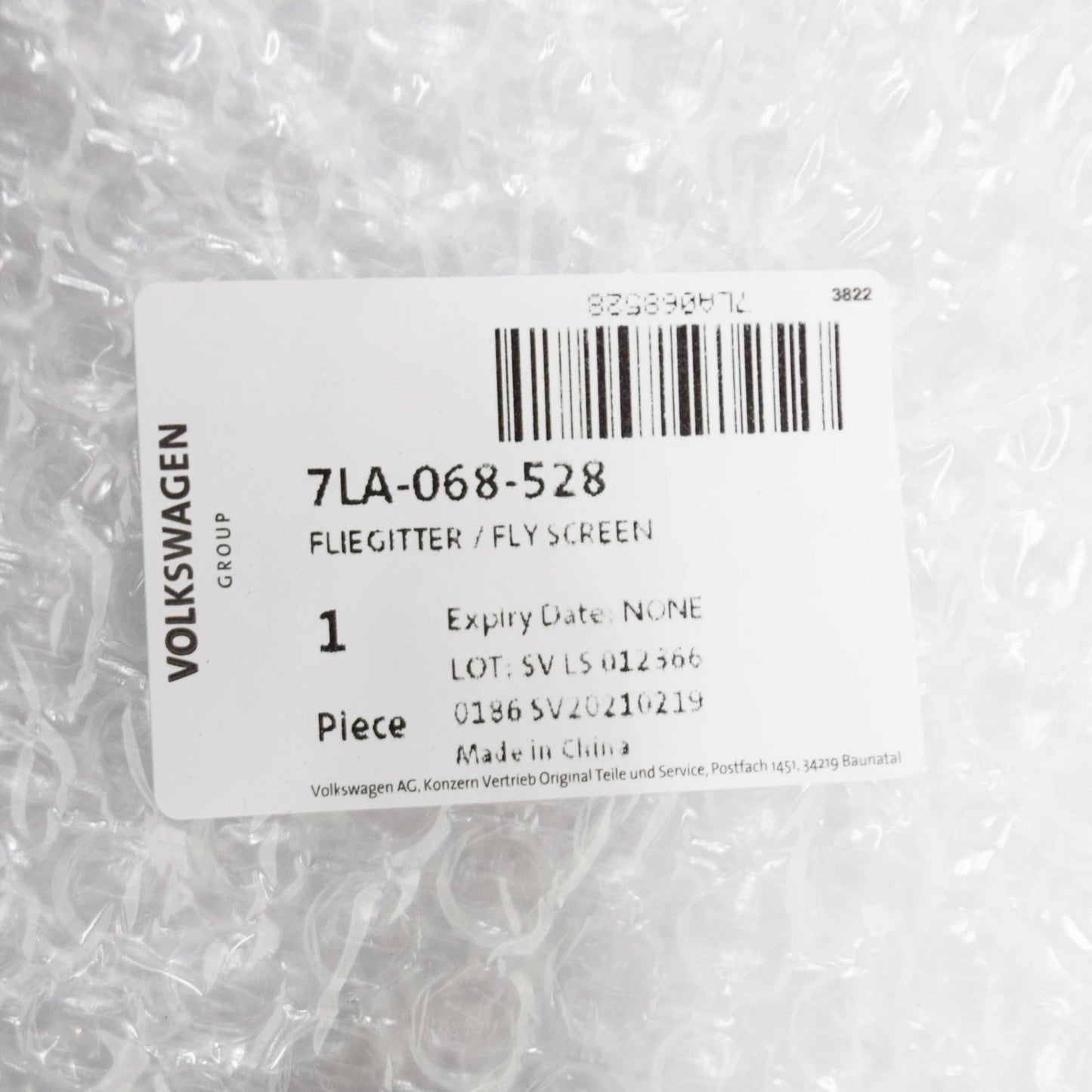 NEW VW TRANSPORTER T6 LEFT SLIDING WINDOW FLY SCREEN 7LA068528