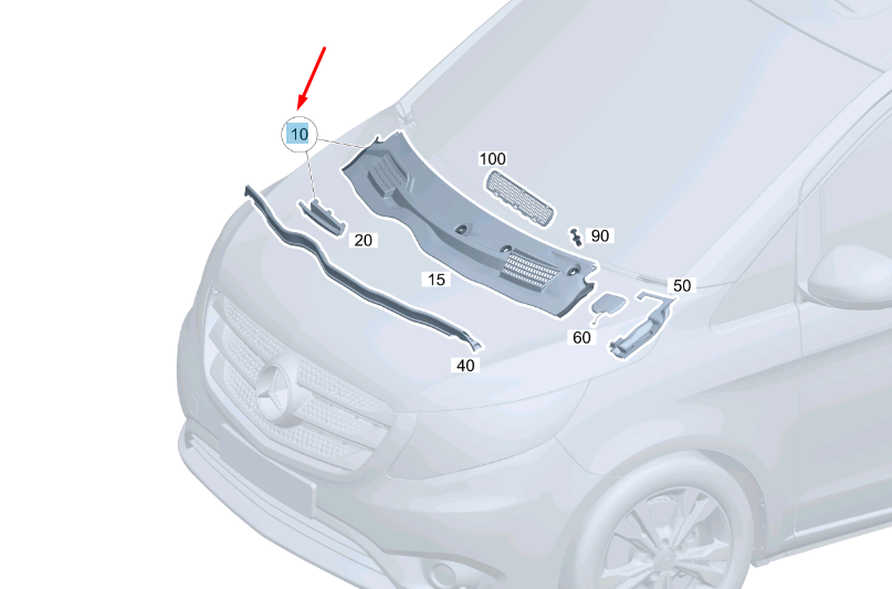 new mb vito w447 front wiper water deflector lhd a44783018019051 original