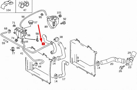 NEW MERCEDES-BENZ C W202 RADIATOR TOP COOLANT HOSE A2025014982