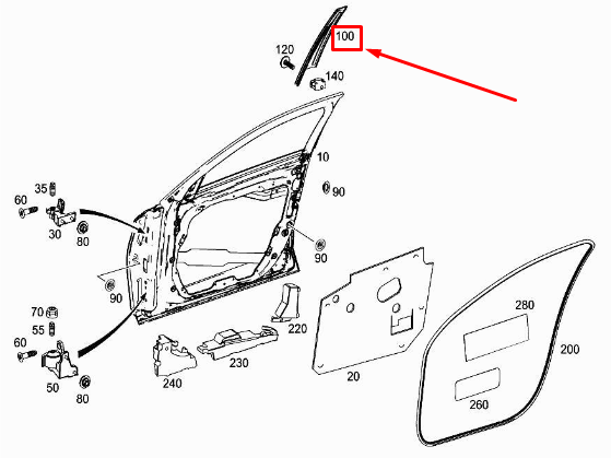new mercedes-benz c w205 front left door b-pillar trim a2056900187 original