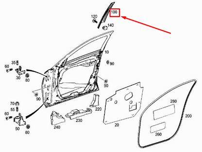 new mercedes-benz c w205 front left door b-pillar trim a2056900187 original
