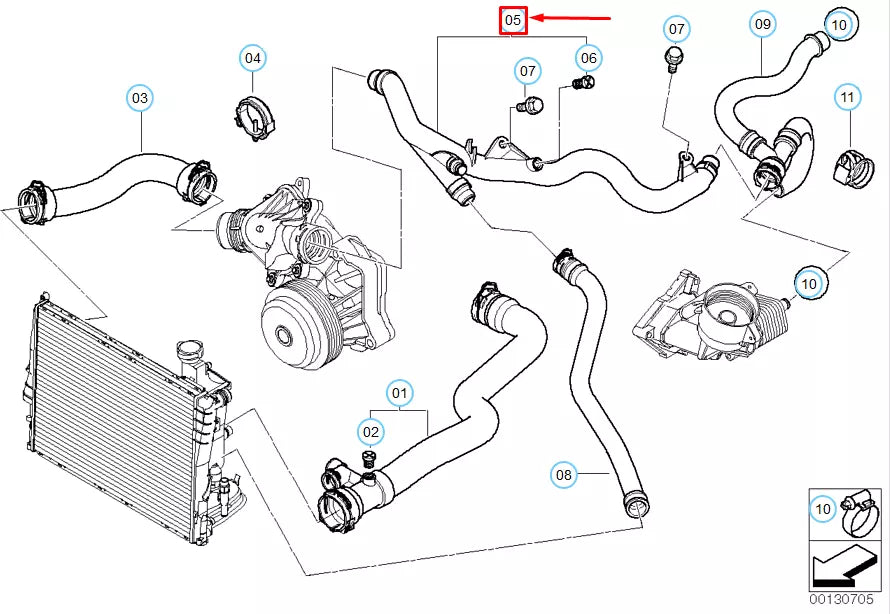 NEW BMW 3 E46 WATER HOSE RETURN PIPE 11537802630 7802630 ORIGINAL