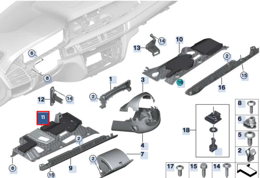 new bmw x6 f16 m f86 front lower panel trim lower lhd 51459252418 original