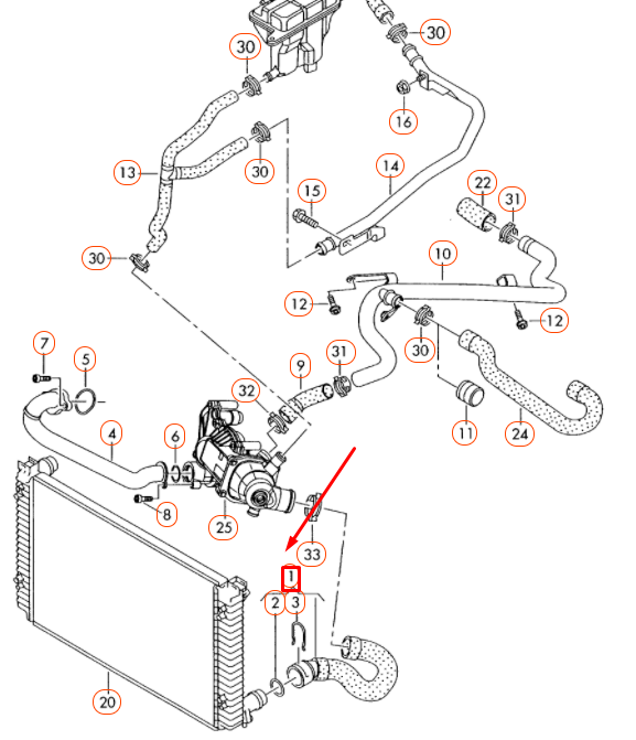NEW AUDI A6 C6 LOWER RADIATOR COOLANT HOSE 4F0121055Q ORIGINAL