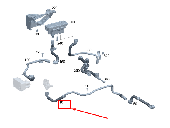 new mercedes-benz eqs v297 coolant line a2965011300 original