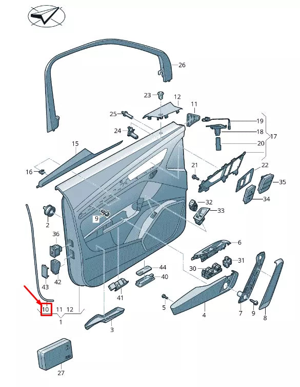 NEW AUDI Q7 4M REAR DOOR INTERIOR TRIM PANEL SEAL 4M0867911A