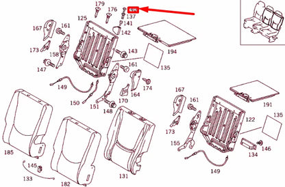 NEW MERCEDES-BENZ ML W163 REAR BACKREST DETENT KNOB A1639290073 ORIGINAL