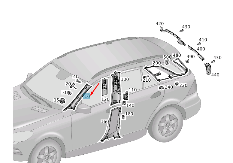 new mercedes-benz ml w166 left a pillar top trim a16669013257l34 original