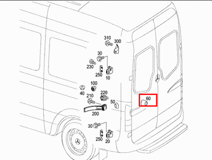 NEW MERCEDES BENZ SPRINTER 906 REAR DOOR CENTER L OR R MAGNET 9067600028