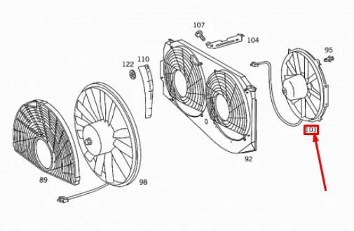 NEW MERCEDES-BENZ E W124 RADIATOR FAN BLOWER A0005008593 ORIGINAL