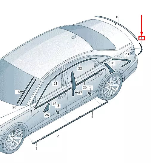 NEW AUDI A8 4N REAR RIGHT TAIL LIGHT CLUSTER TRIM STRIP 4N08539562ZZ