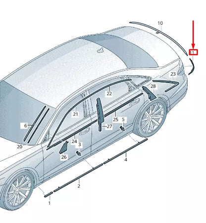 NEW AUDI A8 4N REAR RIGHT TAIL LIGHT CLUSTER TRIM STRIP 4N08539562ZZ
