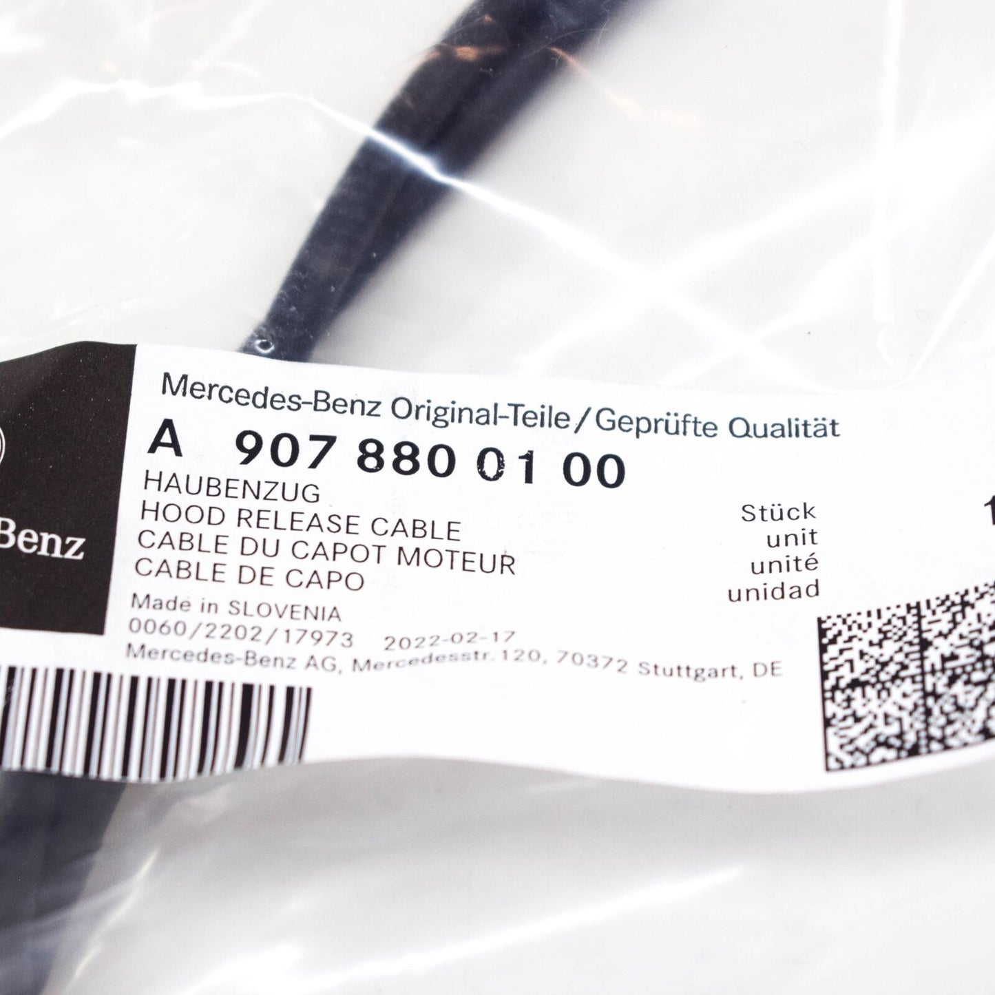 NEW MERCEDES-BENZ SPRINTER 907 ENGINE HOOD RELEASE CABLE A9078800100 ORIGINAL