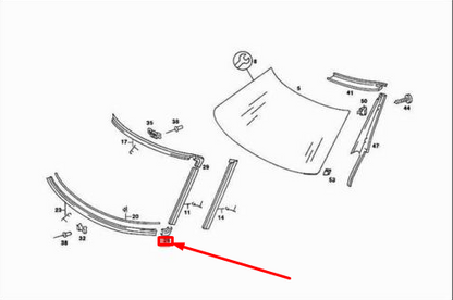 NEW MB SL R107 FRONT WINDSHIELD LEFT OUTER BOTTOM MOULDING A1076712130 ORIGINAL