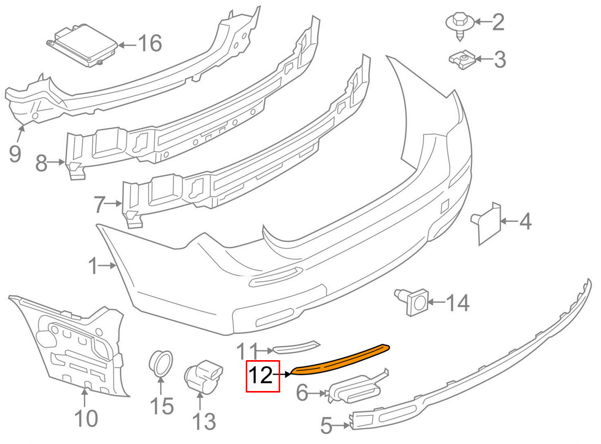 new bmw 7 f01 m-sport bumper molding rear left 51128047729 2015 original