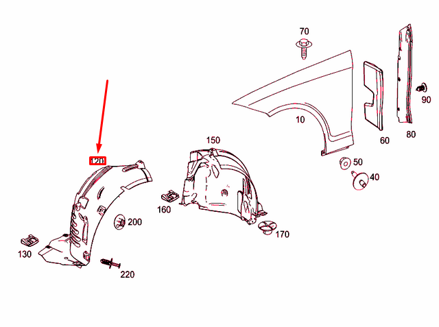 new mercedes-benz cls c218 front right wheel house covering a2186902630 original