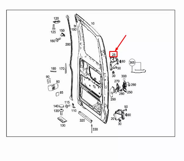 NEW MERCEDES-BENZ VIANO W639 REAR RIGHT UPPER DOOR HINGE A6397402237 ORIGINAL