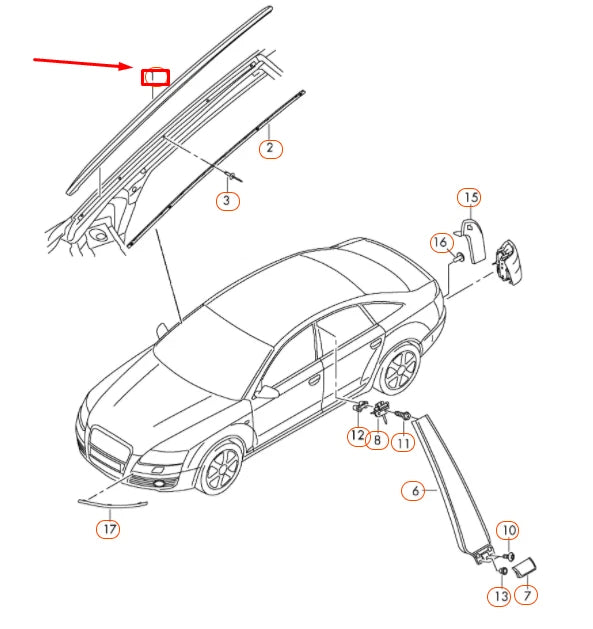 NEW AUDI A6 C6 FRONT WINDSHIELD LEFT WATER DEFLECTOR 4F0854327A01C ORIGINAL
