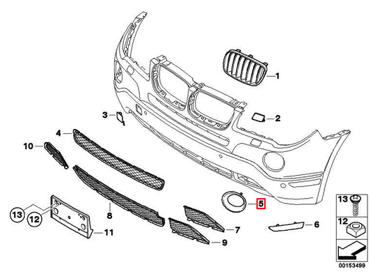 new bmw x3 e83 front right fog light trim 51113423790 2010 original