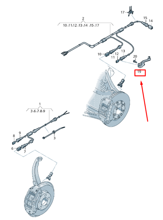 NEW AUDI A8 4N REAR RIGHT SPEED SENSOR WIRING HARNESS HOLDER 4N0971846C ORIGINAL