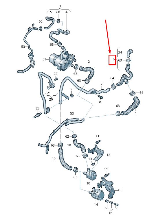 new vw caddy iv sa mk6 engine coolant hose 2k0122073ah original