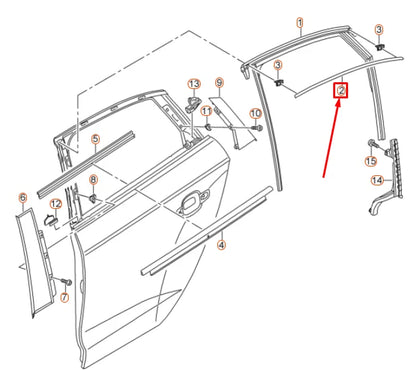 NEW AUDI A3 8V REAR LEFT DOOR WINDOW GUIDE TRIM STRIP 8V5839643AT94 ORIGINAL