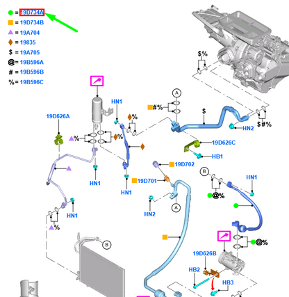 new ford ecosport mk2 bk a/c system tube assy cn11-19972-ja 1837732 original