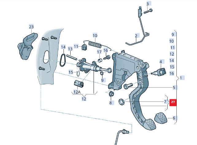 new volkswagen e-up clutch pedal 1s2721160a rhd original