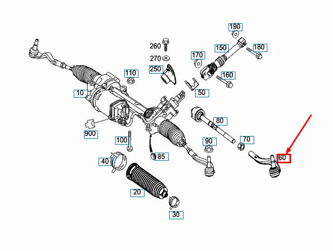 NEW MERCEDES-BENZ E W212 FRONT RIGHT OUTSIDE TIE ROD A2124600205 ORIGINAL