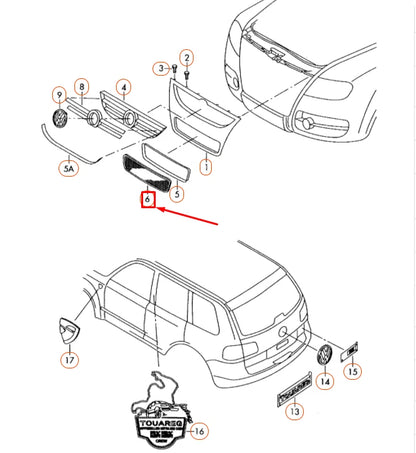 NEW VW TOUAREG 7L FRONT BUMPER CENTER AIR GUIDE GRILLE 7L6853678F9B9
