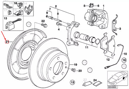 NEW BMW M3 E36 REAR RIGHT WHEEL BRAKE PROTECTION PLATE 34212227130 ORIGINAL