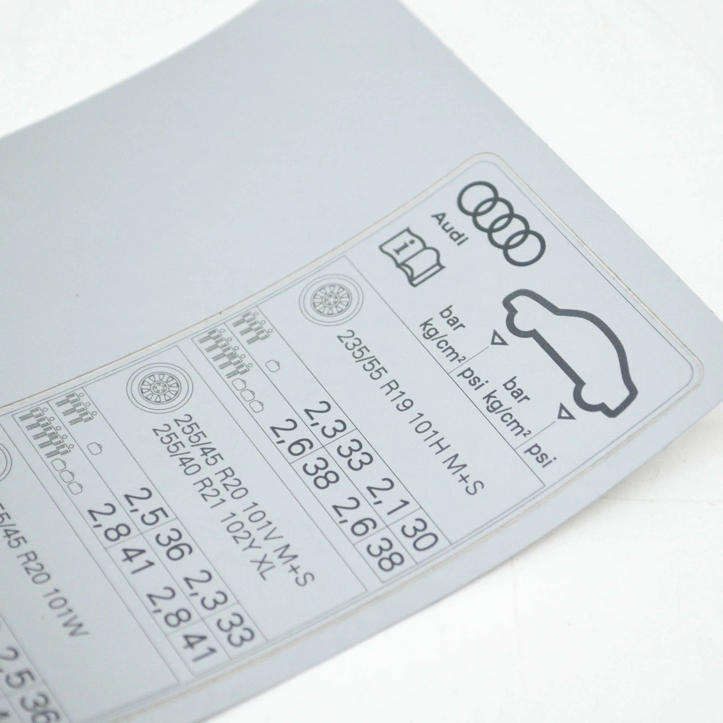 NEW AUDI Q5 FY 80A TYRE PRESSURE DATA PLATE STICKER 80A010502AC ORIGINAL