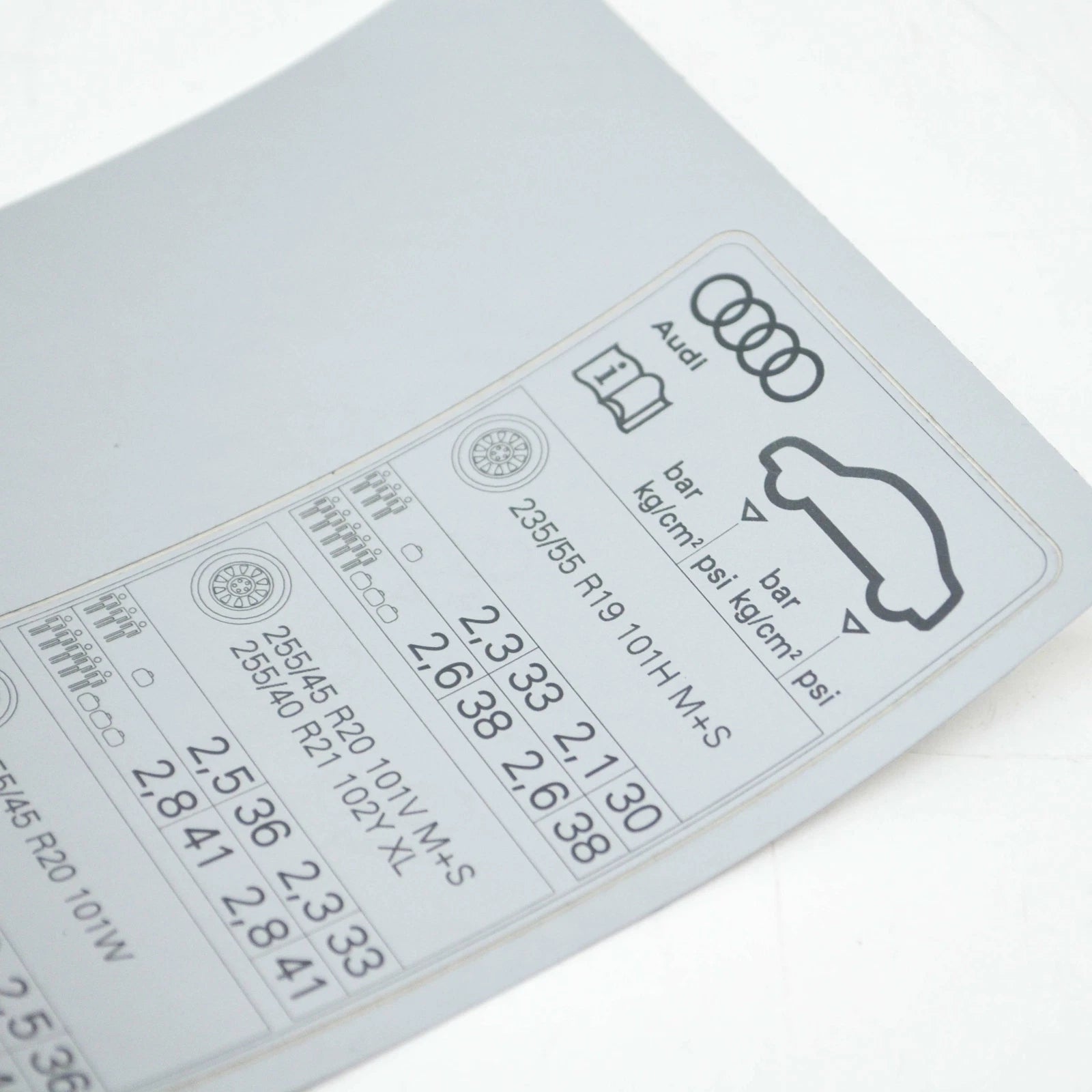 NEW AUDI Q5 FY 80A TYRE PRESSURE DATA PLATE STICKER 80A010502AC ORIGINAL