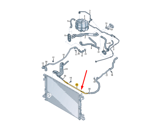 NEW AUDI A4 AVANT 8W5, B9 ENGINE COOLANT CROSSOVER PIPE 8W0121070M ORIGINAL