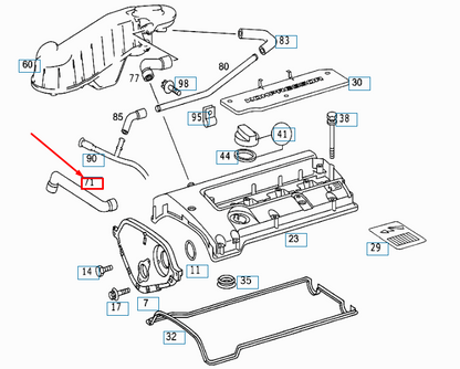 NEW MERCEDES-BENZ C W203 CYLINDER HEAD COVER HOSE A1110182382 ORIGINAL