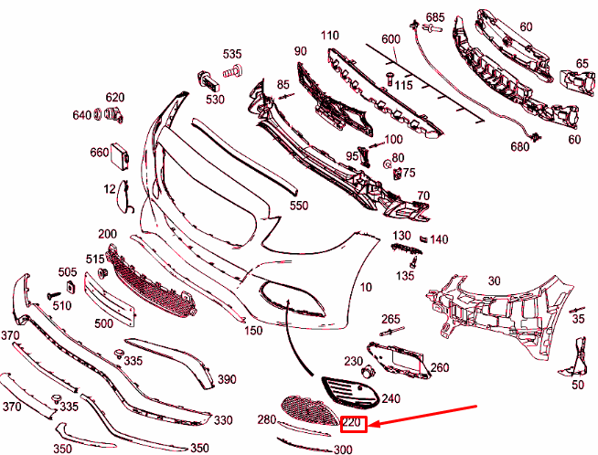 NEW MERCEDES-BENZ C W205 FRONT BUMPER RIGHT GRILLE COVER A2058851223 ORIGINAL