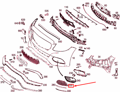 NEW MERCEDES-BENZ C W205 FRONT BUMPER RIGHT GRILLE COVER A2058851223 ORIGINAL