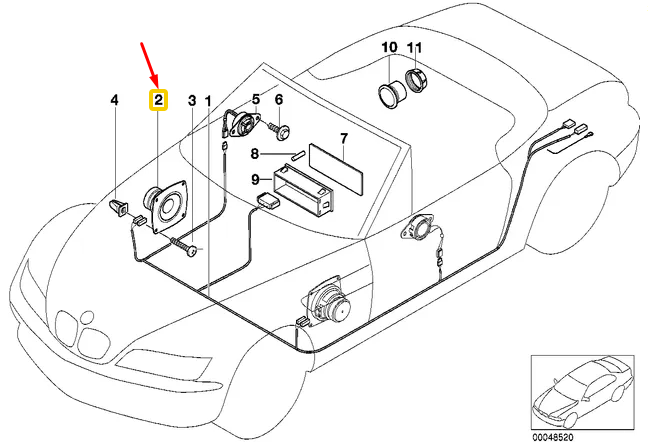 new bmw z3 roadster e36 stereo system left woofer 8410689 65138410689 original