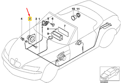 new bmw z3 roadster e36 stereo system left woofer 8410689 65138410689 original