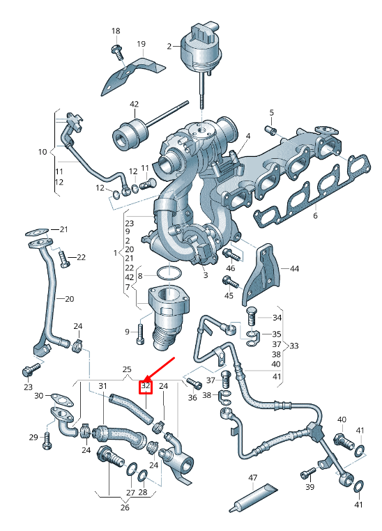 new vw amarok 2h engine oil hose 03l115655c original