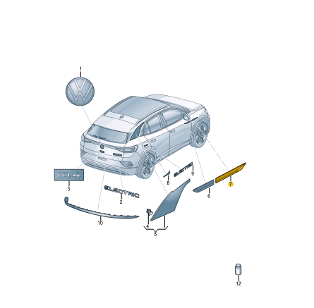 new volkswagen id.4 e21 wing left manufacturer badge 11a853689xjw original